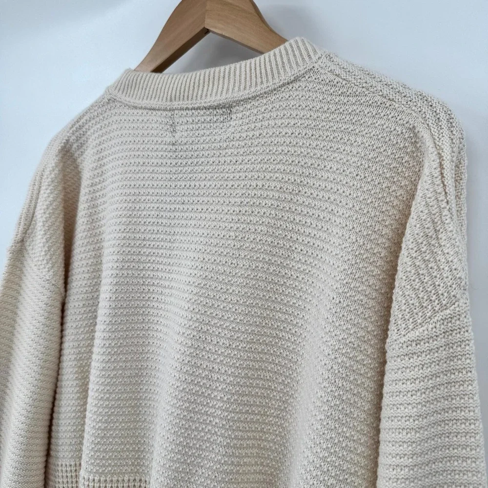 Shenandoah Vtg Cream Textured Henley Sweater Embroidered Buck Deer Cabin XXL Men
